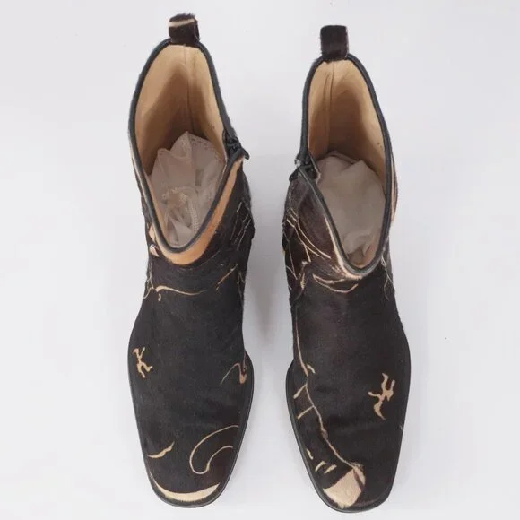 Y2K Valentino Mens 42 US 9 boots tiger face calk skin fur - Picture 5 of 11